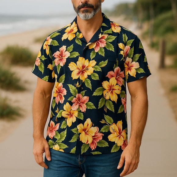 Ralph Lauren Polo - Hawaiian Navy Blue Button Down Shirt W/Tropical Floral. XXL - Picture 1 of 16